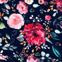 Jersey | Aquarell Blumen | digital marineblau